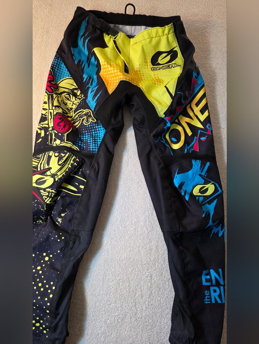 O'Neal Element Villian Youth Riding Pants Dirt Bike Yellow/Blue/Black 28"